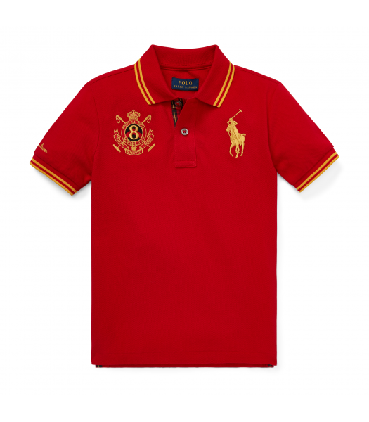 Polo Ralph Lauren Red With Gold Horse & Emblem Polo 